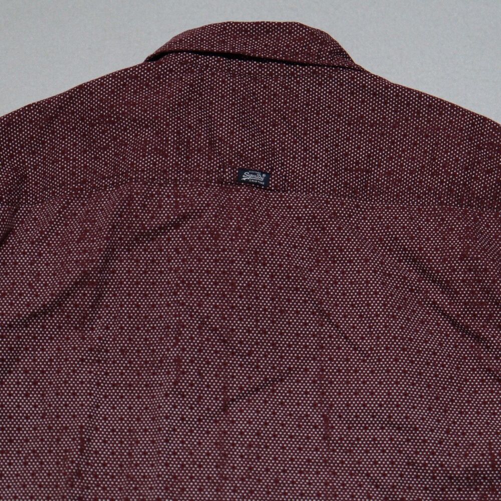 SUPERDRY Long Sleeve Button Shirt Men XL Red Geometric Dots Logo The Raw Riveter - Picture 13 of 13